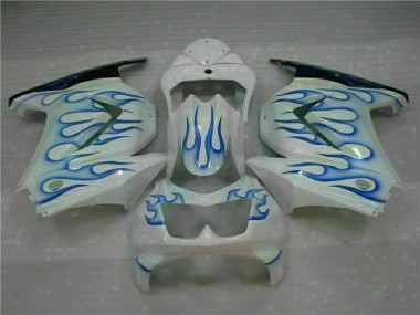 Blanc Bleu Flamme Carénage Kawasaki EX250 08-12