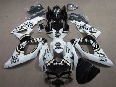 Blanc Lucky Strike Noir Motul Carénage Suzuki GSXR 600 K8 08-10