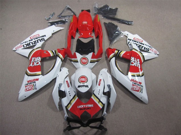Blanc Lucky Strike Rouge Motul Carénage Suzuki GSXR 600 K8 08-10