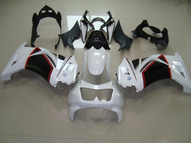 Blanc Nacré Noir Carénage Kawasaki ZX 250R 08-12 Blanc Nacré Noir Carénage Kawasaki ZX 250R 08-12