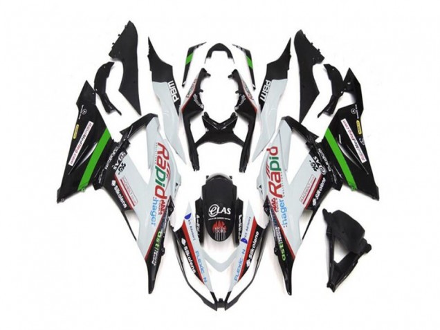 Blanc Noir Carénage Kawasaki ZX6R 13-18