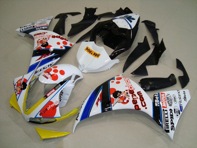 Blanc Noir Pepe Phone Carénage Yamaha R1 09-11 Blanc Noir Pepe Phone Carénage Yamaha R1 09-11