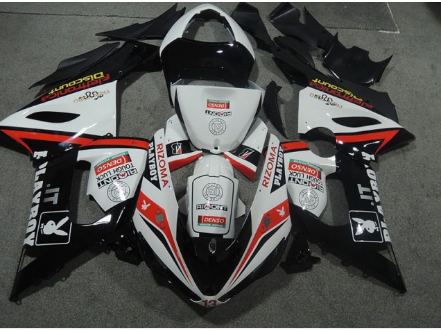 Blanc Noir Rizoma Playboy Carénage Kawasaki ZX6R 05-06 Blanc Noir Rizoma Playboy Carénage Kawasaki ZX6R 05-06