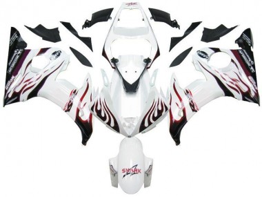 Blanc Noir Rouge Flamme Carénage Yamaha R6 03-05
