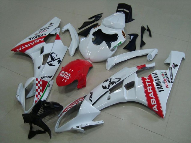 Blanc Rouge Abarth Carénage Yamaha R6 06-07 Blanc Rouge Abarth Carénage Yamaha R6 06-07