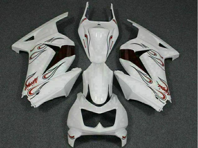 Blanc Rouge Carénage Kawasaki EX250 08-12 Blanc Rouge Carénage Kawasaki EX250 08-12