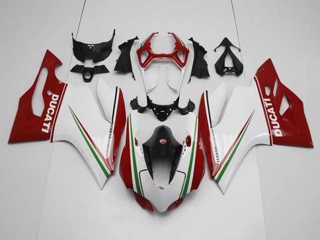 Blanc Rouge Carénages Ducati 1199 11-14 Blanc Rouge Carénages Ducati 1199 11-14