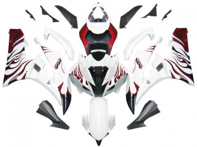 Blanc Rouge Flamme Carénage Yamaha R6 06-07 Blanc Rouge Flamme Carénage Yamaha R6 06-07
