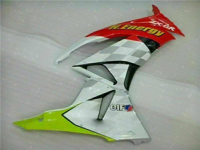 Blanc Rouge H. Énergie Carénage Kawasaki ZX6R 09-12 Blanc Rouge H. Énergie Carénage Kawasaki ZX6R 09-12
