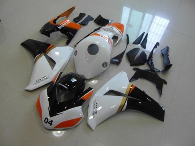 Blanc et Noir et Orange Courses Carénage Honda CBR 1000 RR 08-11