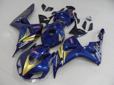 Bleu Foncé avec Or Bande Carénage Honda CBR 1000 RR 06-07