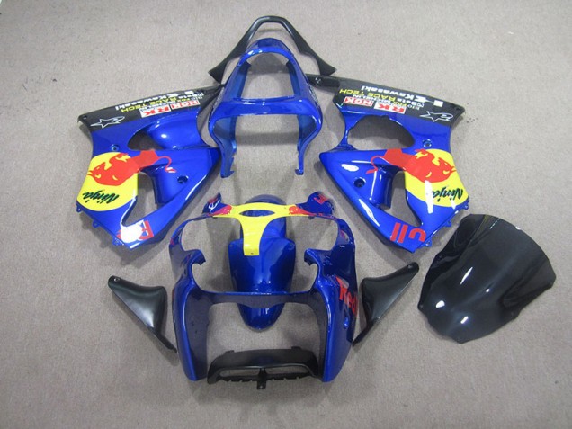 Bleu Red Bull Ninja Carénage Kawasaki ZX6R 00-02 Bleu Red Bull Ninja Carénage Kawasaki ZX6R 00-02