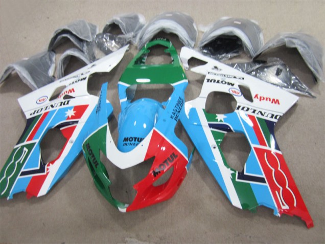 Bleu Vert Rouge Motul Carénage Suzuki GSXR 600 K4 04-05 Bleu Vert Rouge Motul Carénage Suzuki GSXR 600 K4 04-05