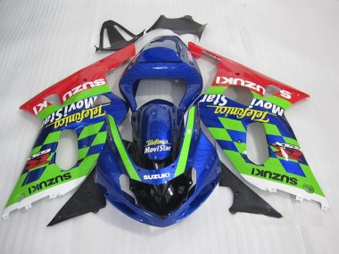 Bleu Vert Rouge Telefumia Movistar Carénage Suzuki GSXR 600 K1 K2 K3 01-03