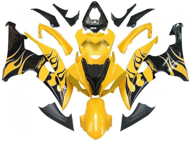 Jaune Noir Flamme R6 Carénage Yamaha R6 08-16