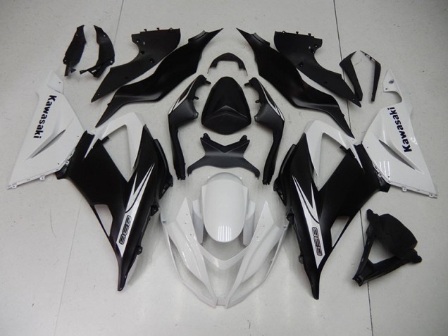 Noir Blanc Carénage Kawasaki ZX6R 13-18 Noir Blanc Carénage Kawasaki ZX6R 13-18