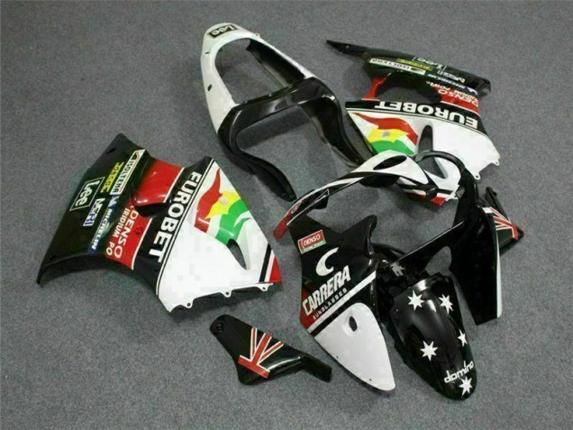 Noir Blanc Eurobet Carénage Kawasaki ZX6R 00-02 Noir Blanc Eurobet Carénage Kawasaki ZX6R 00-02