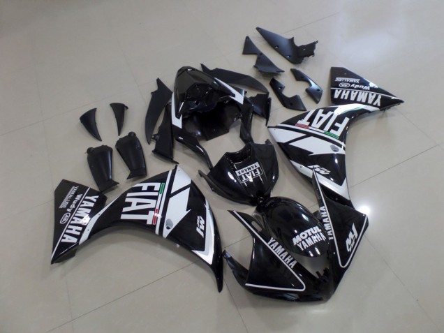 Noir Blanc Fiat Carénage Yamaha R1 09-11 Noir Blanc Fiat Carénage Yamaha R1 09-11