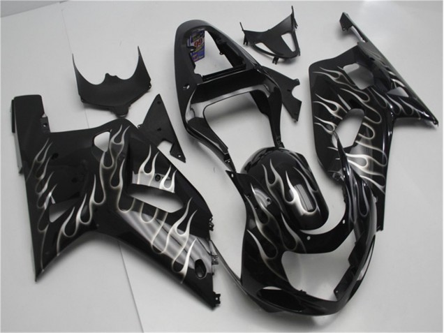 Noir Blanc Flamme Carénage Suzuki GSXR 600 / 750 K1 K2 K3 01-03 Noir Blanc Flamme Carénage Suzuki GSXR 600 / 750 K1 K2 K3 01-03