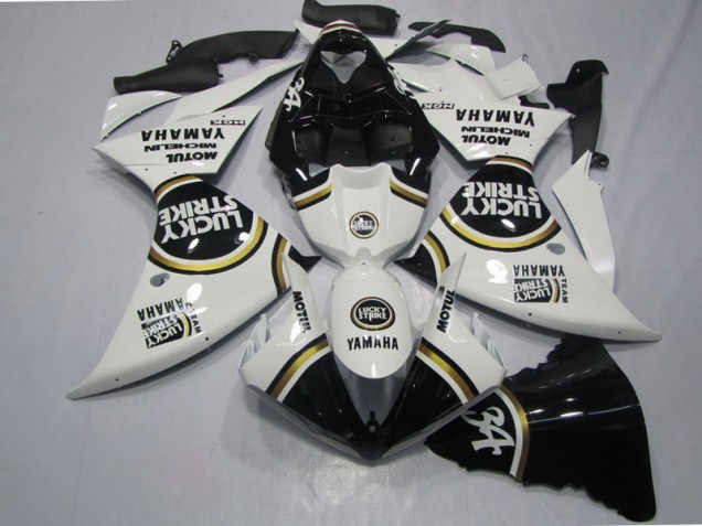Noir Blanc Lucky Strike Carénage Yamaha R1 09-11 Noir Blanc Lucky Strike Carénage Yamaha R1 09-11