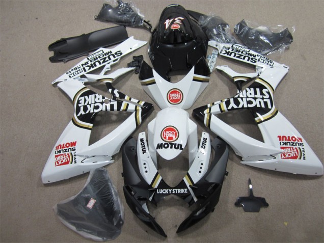 Noir Blanc Lucky Strike Motul Carénage Suzuki GSXR 600 K6 06-07 Noir Blanc Lucky Strike Motul Carénage Suzuki GSXR 600 K6 06-07