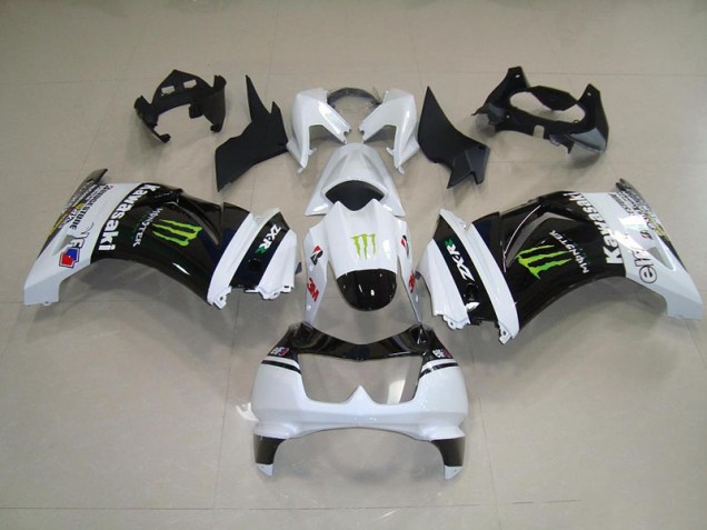 Noir Blanc Monster Carénage Kawasaki ZX 250R 08-12 Noir Blanc Monster Carénage Kawasaki ZX 250R 08-12