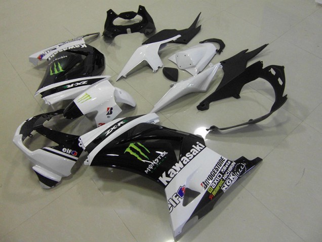 Noir Blanc Monster Carénages Kawasaki ZX 250R 08-12 Noir Blanc Monster Carénages Kawasaki ZX 250R 08-12