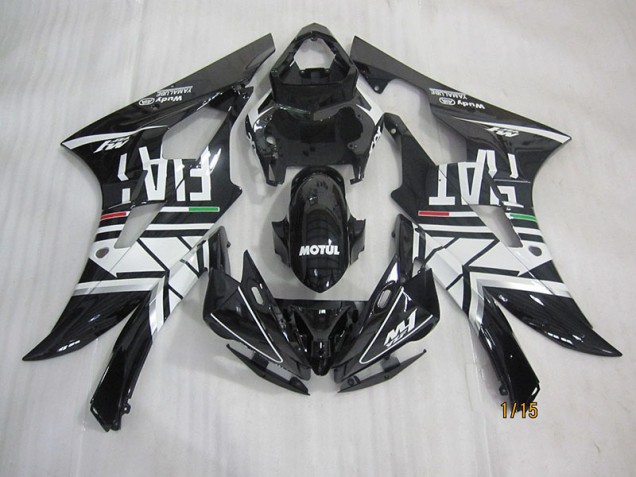 Noir Blanc Motul Fiat Carénage Yamaha R6 06-07 Noir Blanc Motul Fiat Carénage Yamaha R6 06-07