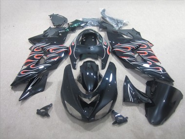 Noir Blanc Rouge Flamme Carénage Kawasaki ZX10R 06-07
