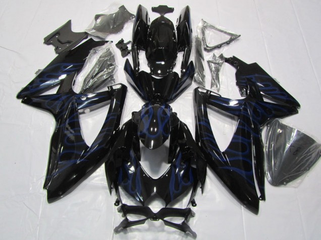 Noir Bleu Flamme Carénage Suzuki GSXR 600 K8 08-10 Noir Bleu Flamme Carénage Suzuki GSXR 600 K8 08-10