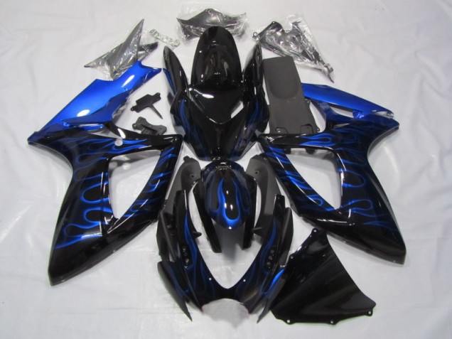 Noir Bleu Flamme Carénage Suzuki GSXR 750 K6 06-07