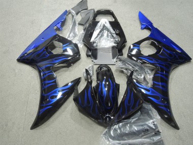 Noir Bleu Flamme Carénages Yamaha R6 03-05