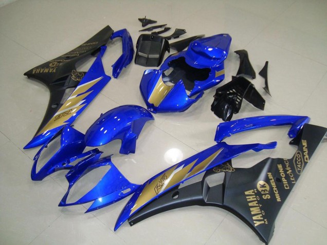 Noir Bleu avec Or Décalque Carénage Yamaha R6 06-07