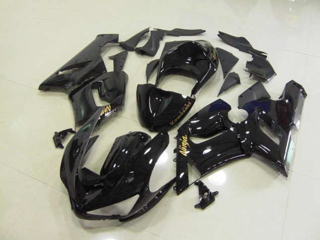 Noir Brillant Or Décalque Carénage Kawasaki ZX6R 05-06 Noir Brillant Or Décalque Carénage Kawasaki ZX6R 05-06