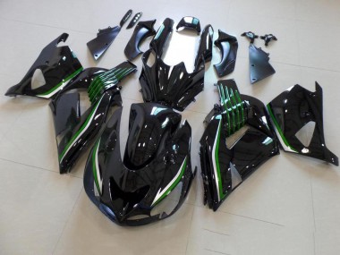 Noir Brillant avec Ligne Verte Carénage Kawasaki ZX14R ZZR 1400 06-11