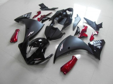 Noir Mat Rouge Carénage Yamaha R1 12-14