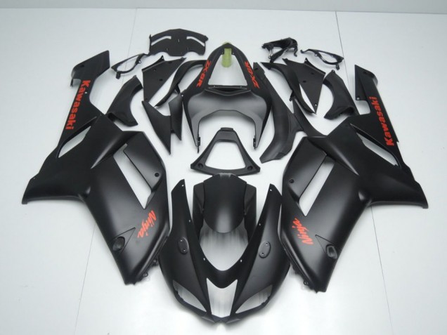 Noir Mat avec Rouge Décalque Carénage Kawasaki ZX6R 07-08 Noir Mat avec Rouge Décalque Carénage Kawasaki ZX6R 07-08