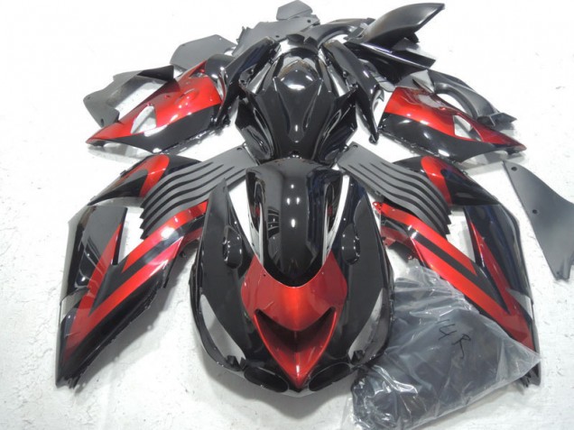 Noir Rouge Carénage Kawasaki ZX14R ZZR 1400 06-11 Noir Rouge Carénage Kawasaki ZX14R ZZR 1400 06-11