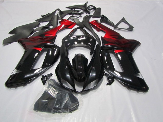 Noir Rouge Carénage Kawasaki ZX6R 07-08