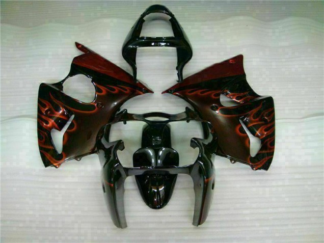Noir Rouge Flamme Carénage Kawasaki ZX6R 00-02 Noir Rouge Flamme Carénage Kawasaki ZX6R 00-02