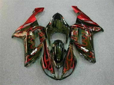 Noir Rouge Flamme Carénage Kawasaki ZX6R 07-08