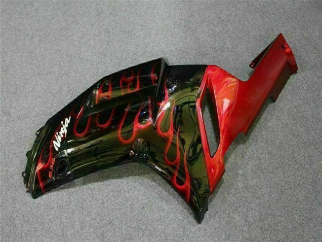 Noir Rouge Flamme Carénage Kawasaki ZX6R 07-08 Noir Rouge Flamme Carénage Kawasaki ZX6R 07-08