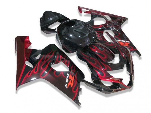 Noir Rouge Flamme Carénage Suzuki GSXR 600 / 750 K4 04-05 Noir Rouge Flamme Carénage Suzuki GSXR 600 / 750 K4 04-05