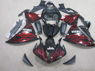 Noir Rouge Flamme Carénage Yamaha R1 12-14