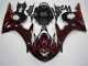 Noir Rouge Flamme Carénage Yamaha R6 03-05