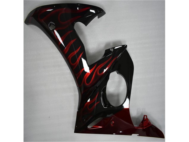 Noir Rouge Flamme Carénage Yamaha R6 03-05