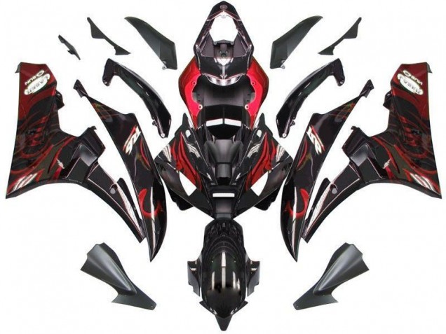 Noir Rouge Flamme Carénage Yamaha R6 06-07 Noir Rouge Flamme Carénage Yamaha R6 06-07