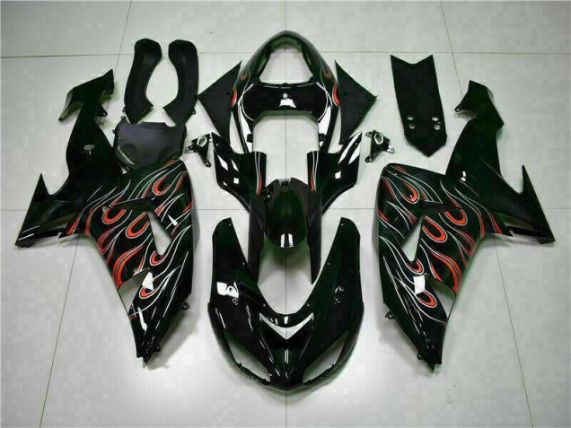 Noir Rouge Flamme Carénages Kawasaki ZX10R 06-07 Noir Rouge Flamme Carénages Kawasaki ZX10R 06-07