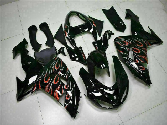 Noir Rouge Flamme Carénages Kawasaki ZX10R 06-07 Noir Rouge Flamme Carénages Kawasaki ZX10R 06-07