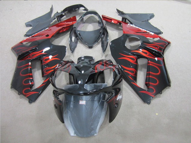 Noir Rouge Flamme Carénages Kawasaki ZX6R 07-08 Noir Rouge Flamme Carénages Kawasaki ZX6R 07-08